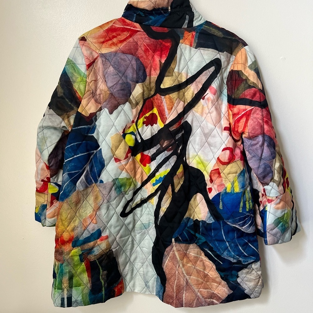 Damee Vintage Wearable Art Jacket Abstract Patchwork Artsy Teacher Core Blazer - Picture 6 of 6